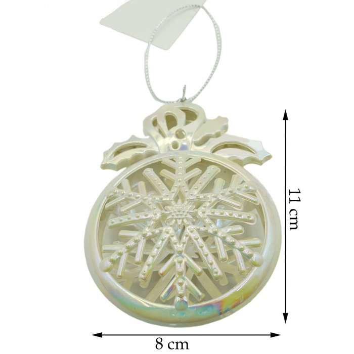 Ornament brad de Craciun, Perlat, Rotund, 8 cm x 11 cm, Plastic, Flippy [6]