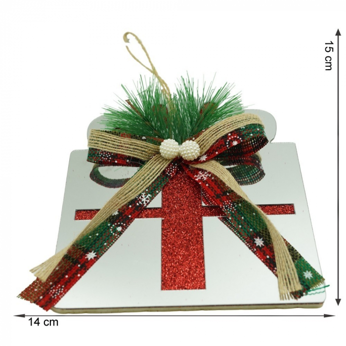 Ornament brad, Flippy, Cadou, Argintiu, Lucios, 14*15CM, Acril, Interior/ Exterior [11]