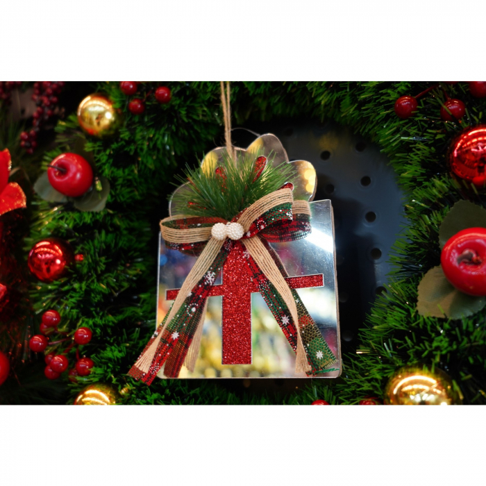 Ornament brad, Flippy, Cadou, Argintiu, Lucios, 14*15CM, Acril, Interior/ Exterior [3]