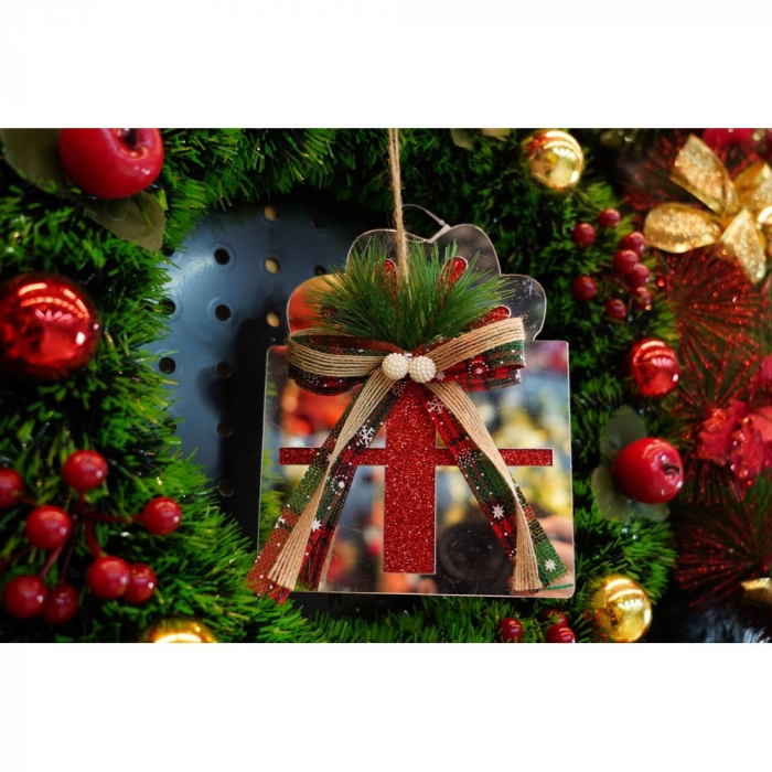 Ornament brad, Flippy, Cadou, Argintiu, Lucios, 14*15CM, Acril, Interior/ Exterior [7]