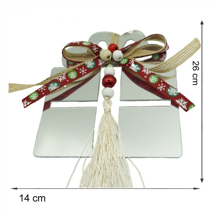 Ornament brad, Flippy, Cadou, Argintiu, Lucios, 14*26CM, Acril, Interior/ Exterior [9]