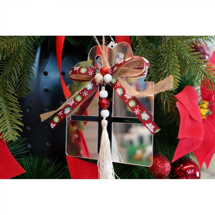 Ornament brad, Flippy, Cadou, Argintiu, Lucios, 14*26CM, Acril, Interior/ Exterior [6]