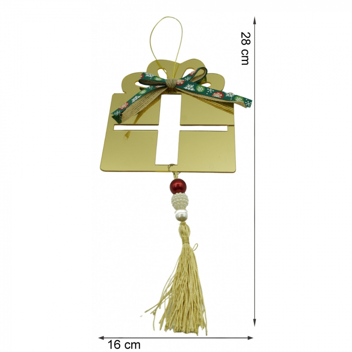 Ornament brad, Flippy, Cadou, Auriu, Lucios, 16*28CM, Acril, Interior/ Exterior [6]