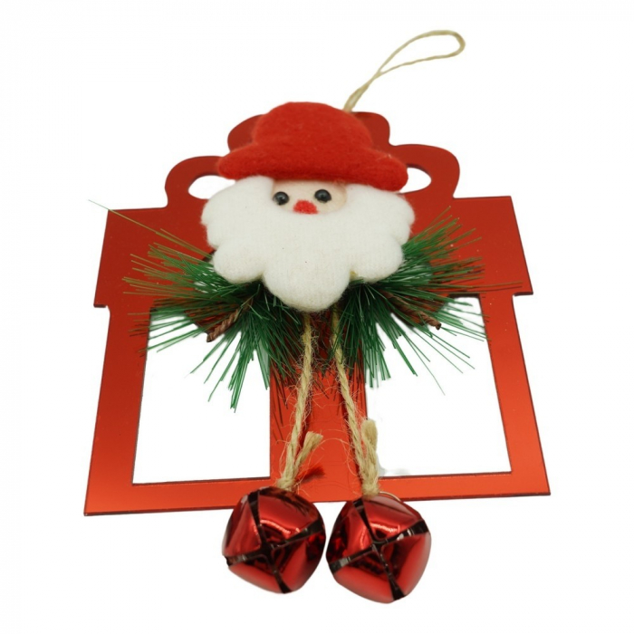 Ornament brad, Flippy, Cadou cu clopotei, Rosu, Lucios, 15*20CM, Acril, Interior/ Exterior [1]