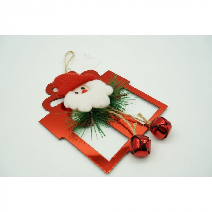 Ornament brad, Flippy, Cadou cu clopotei, Rosu, Lucios, 15*20CM, Acril, Interior/ Exterior [10]