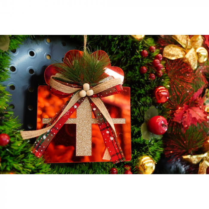 Ornament brad, Flippy, Cadou, Rosu, Lucios, 15*15CM, Acril, Interior/ Exterior [4]