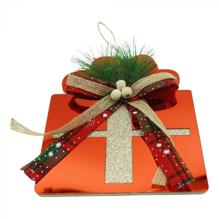 Ornament brad, Flippy, Cadou, Rosu, Lucios, 15*15CM, Acril, Interior/ Exterior [1]
