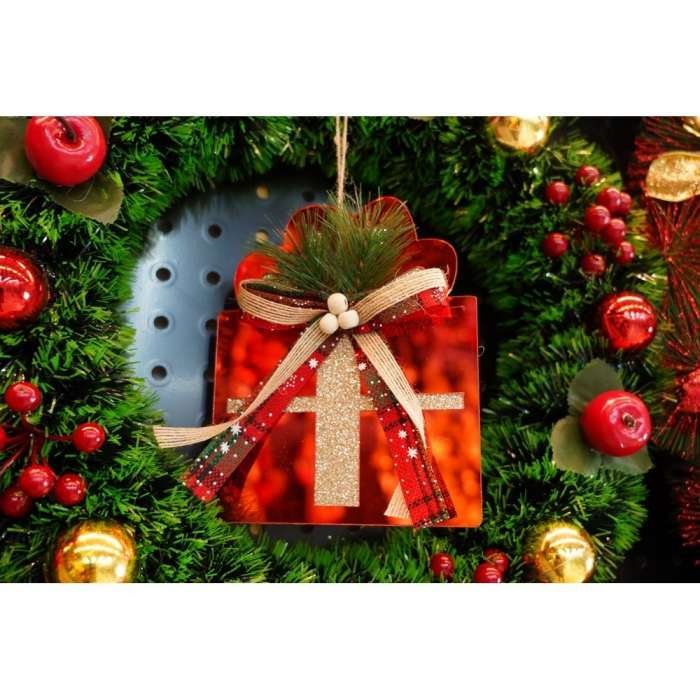 Ornament brad, Flippy, Cadou, Rosu, Lucios, 15*15CM, Acril, Interior/ Exterior [8]