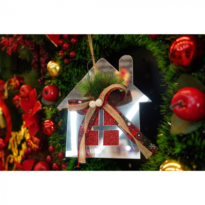 Ornament brad, Flippy, Casa, Argintiu, Lucios, 14*17CM, Acril, Interior/ Exterior [4]