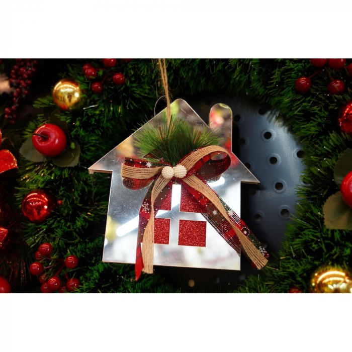 Ornament brad, Flippy, Casa, Argintiu, Lucios, 14*17CM, Acril, Interior/ Exterior [8]