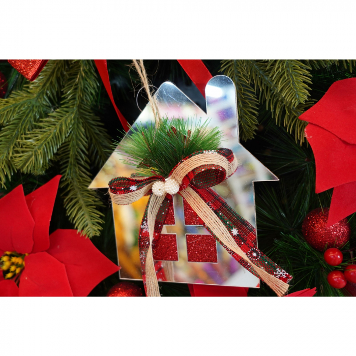 Ornament brad, Flippy, Casa, Argintiu, Lucios, 14*17CM, Acril, Interior/ Exterior [5]
