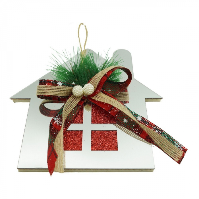 Ornament brad, Flippy, Casa, Argintiu, Lucios, 14*17CM, Acril, Interior/ Exterior [1]