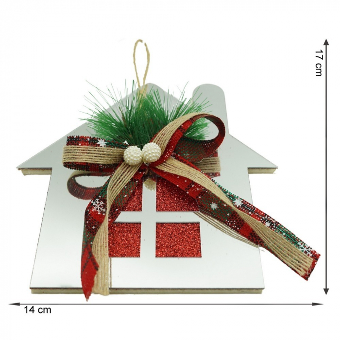 Ornament brad, Flippy, Casa, Argintiu, Lucios, 14*17CM, Acril, Interior/ Exterior [11]