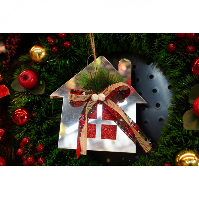 Ornament brad, Flippy, Casa, Argintiu, Lucios, 14*17CM, Acril, Interior/ Exterior [3]