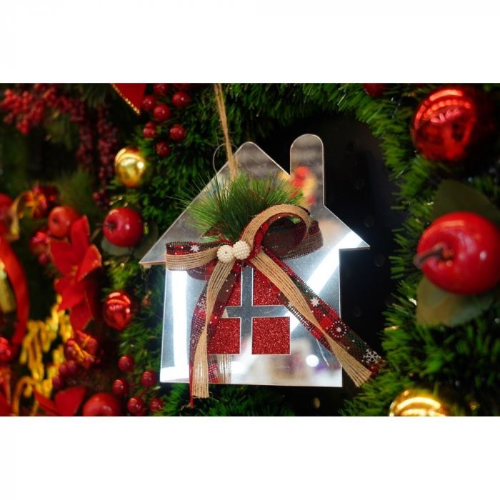 Ornament brad, Flippy, Casa, Argintiu, Lucios, 14*17CM, Acril, Interior/ Exterior [9]