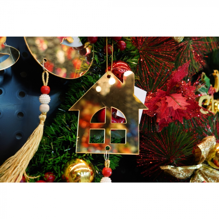 Ornament brad, Flippy, Casa, Auriu, Lucios, 10*25CM, Acril, Interior/ Exterior [3]