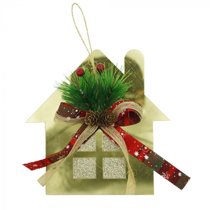 Ornament brad, Flippy, Casa, Auriu, Lucios, 16*17CM, Acril, Interior/ Exterior [1]
