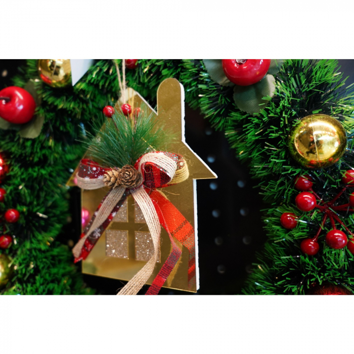 Ornament brad, Flippy, Casa, Auriu, Lucios, 16*17CM, Acril, Interior/ Exterior [4]