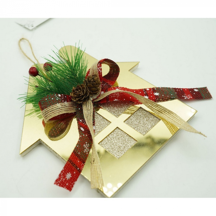 Ornament brad, Flippy, Casa, Auriu, Lucios, 16*17CM, Acril, Interior/ Exterior [10]