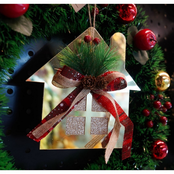 Ornament brad, Flippy, Casa, Auriu, Lucios, 16*17CM, Acril, Interior/ Exterior [8]