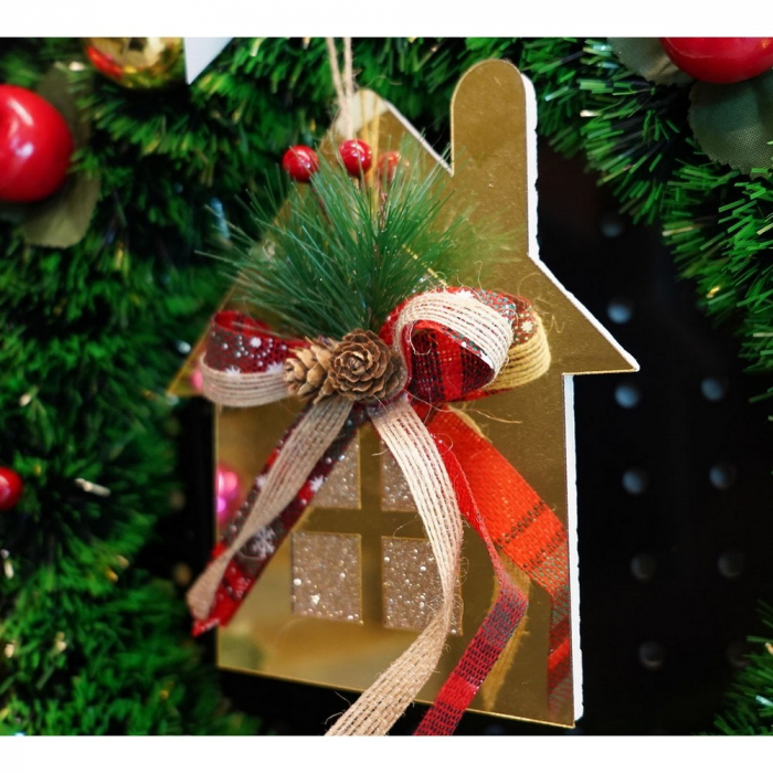Ornament brad, Flippy, Casa, Auriu, Lucios, 16*17CM, Acril, Interior/ Exterior [9]