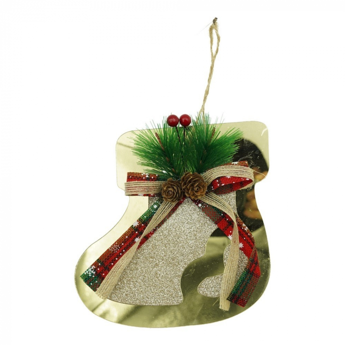 Ornament brad, Flippy, Ciorap, Auriu, Lucios, 17*17CM, Acril, Interior/ Exterior [1]