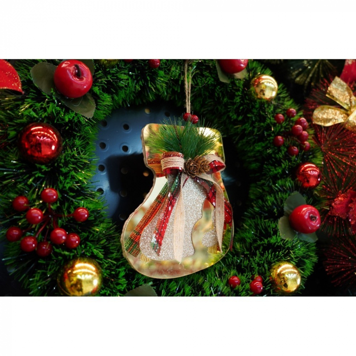 Ornament brad, Flippy, Ciorap, Auriu, Lucios, 17*17CM, Acril, Interior/ Exterior [8]
