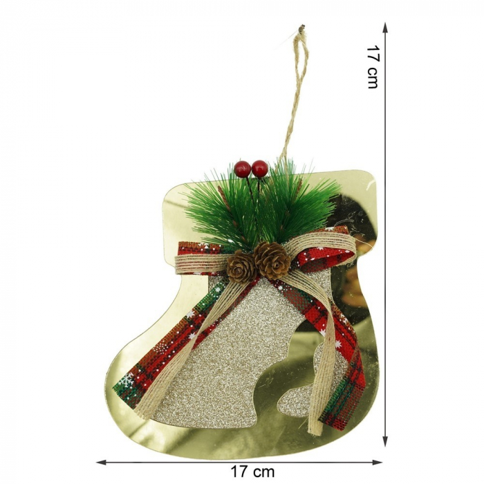 Ornament brad, Flippy, Ciorap, Auriu, Lucios, 17*17CM, Acril, Interior/ Exterior [11]