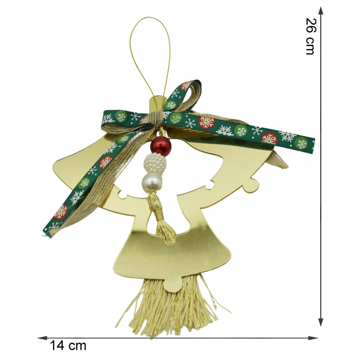 Ornament brad, Flippy, Clopotei, Auriu, Lucios, 14*26CM, Acril, Interior/ Exterior [6]