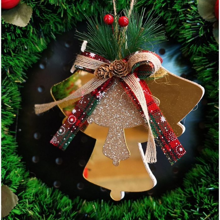 Ornament brad, Flippy, Clopotei, Auriu, Lucios, 16*17CM, Acril, Interior/ Exterior [6]