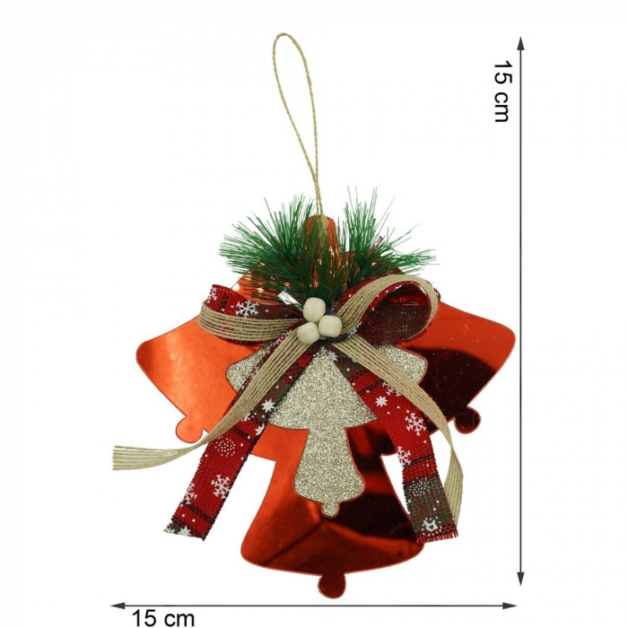 Ornament brad, Flippy, Clopotei, Rosu, Lucios, 15*15CM, Acril, Interior/ Exterior [11]