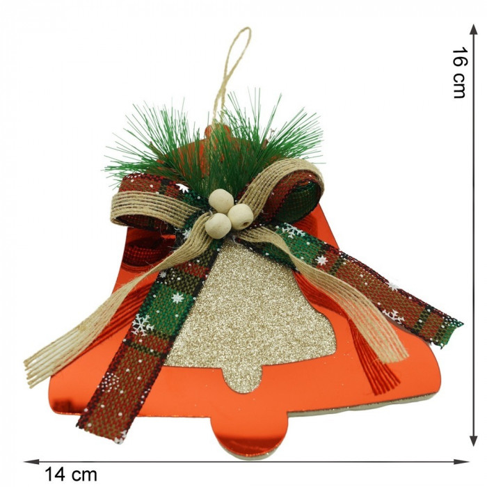 Ornament brad, Flippy, Clopotel, Rosu, Lucios, 14*16CM, Acril, Interior/ Exterior [11]