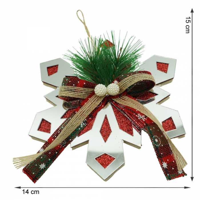 Ornament brad, Flippy, Fulg de nea, Argintiu, Lucios, 14*15CM, Acril, Interior/ Exterior [11]