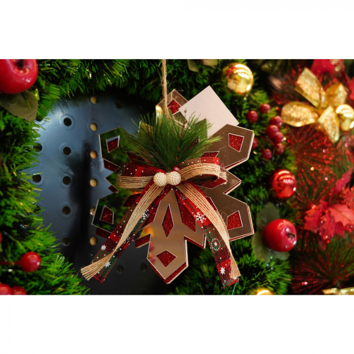 Ornament brad, Flippy, Fulg de nea, Argintiu, Lucios, 14*15CM, Acril, Interior/ Exterior [3]