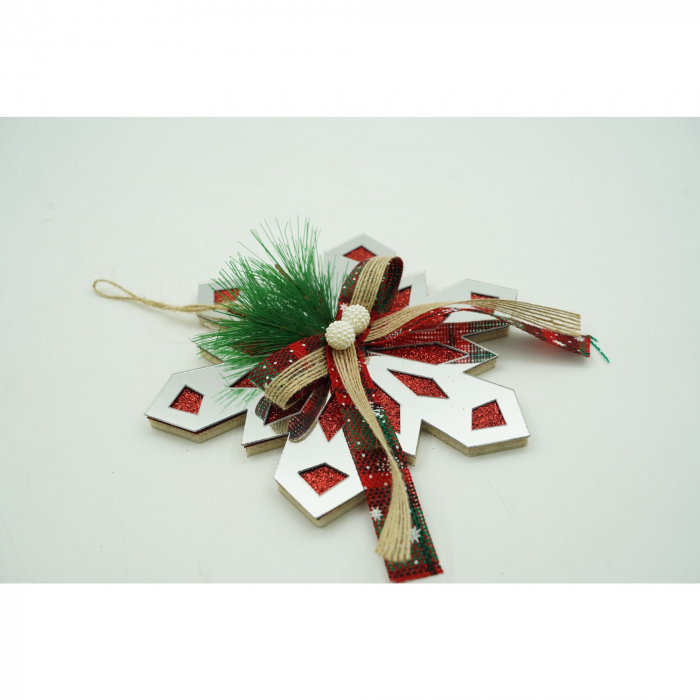 Ornament brad, Flippy, Fulg de nea, Argintiu, Lucios, 14*15CM, Acril, Interior/ Exterior [5]