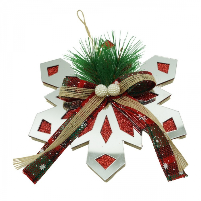 Ornament brad, Flippy, Fulg de nea, Argintiu, Lucios, 14*15CM, Acril, Interior/ Exterior [1]