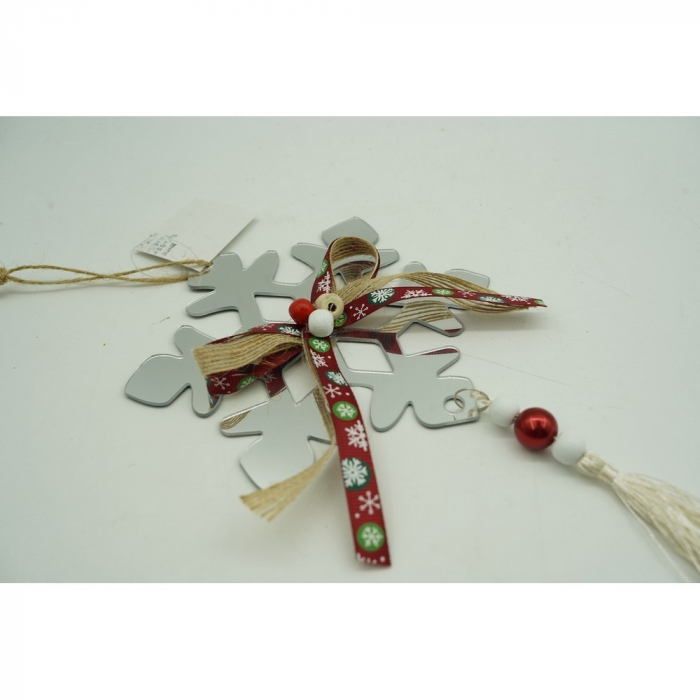 Ornament brad, Flippy, Fulg de nea, Argintiu, Lucios, 14*26CM, Acril, Interior/ Exterior [10]