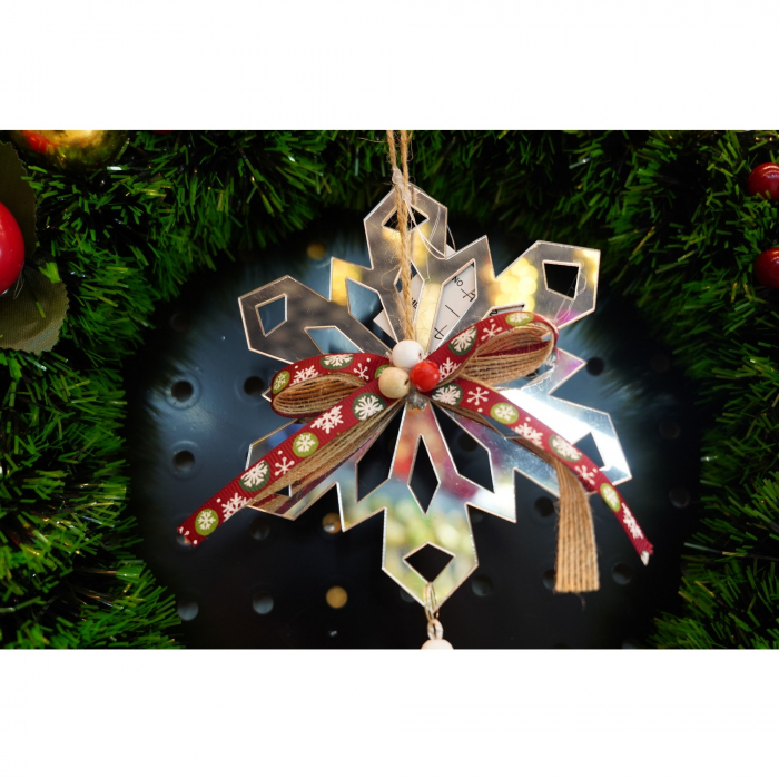 Ornament brad, Flippy, Fulg de nea, Argintiu, Lucios, 14*26CM, Acril, Interior/ Exterior [3]