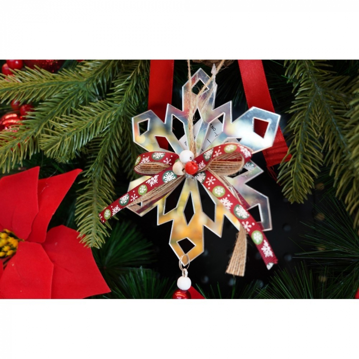 Ornament brad, Flippy, Fulg de nea, Argintiu, Lucios, 14*26CM, Acril, Interior/ Exterior [9]