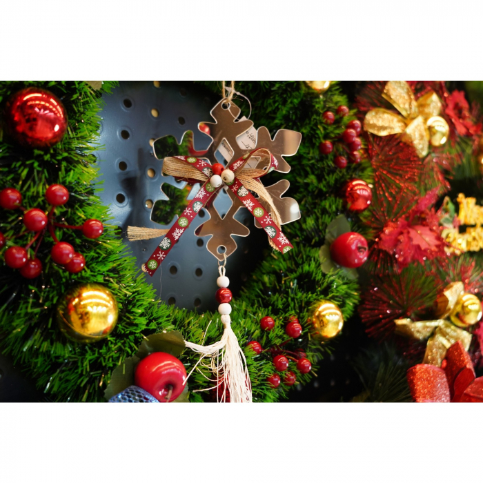 Ornament brad, Flippy, Fulg de nea, Argintiu, Lucios, 14*26CM, Acril, Interior/ Exterior [4]