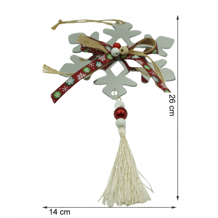 Ornament brad, Flippy, Fulg de nea, Argintiu, Lucios, 14*26CM, Acril, Interior/ Exterior [6]