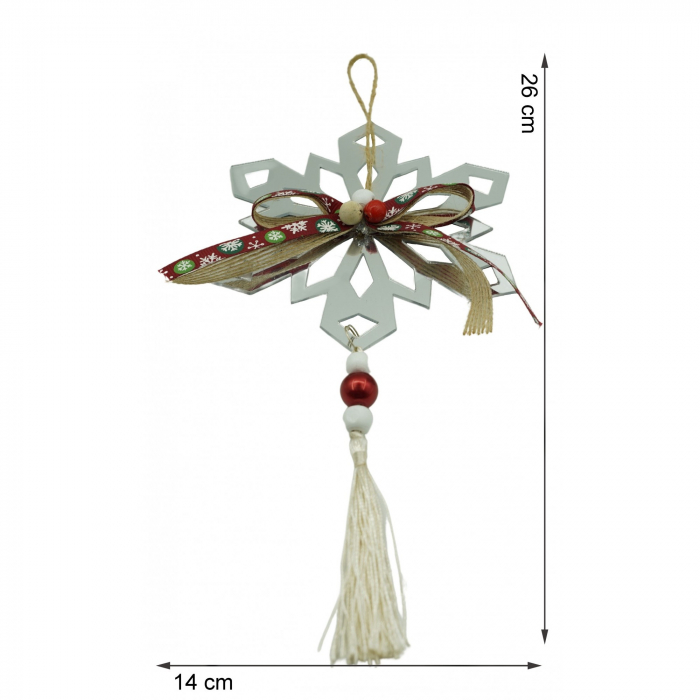 Ornament brad, Flippy, Fulg de nea, Argintiu, Lucios, 14*26CM, Acril, Interior/ Exterior [6]