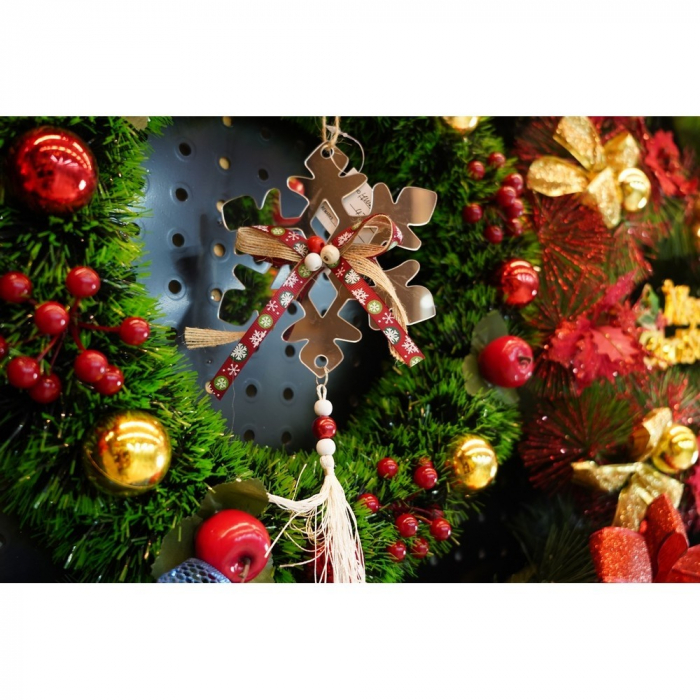 Ornament brad, Flippy, Fulg de nea, Argintiu, Lucios, 14*26CM, Acril, Interior/ Exterior [9]