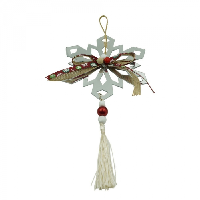 Ornament brad, Flippy, Fulg de nea, Argintiu, Lucios, 14*26CM, Acril, Interior/ Exterior [1]