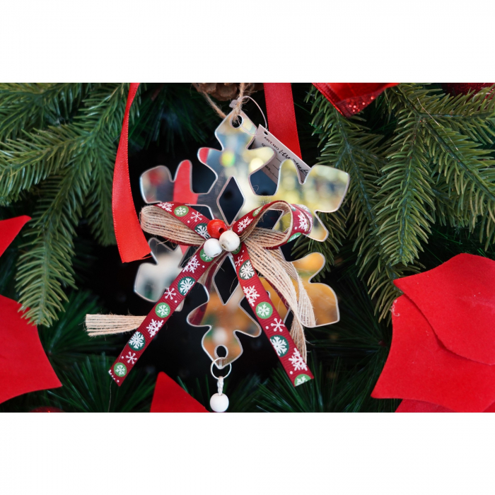 Ornament brad, Flippy, Fulg de nea, Argintiu, Lucios, 14*26CM, Acril, Interior/ Exterior [2]