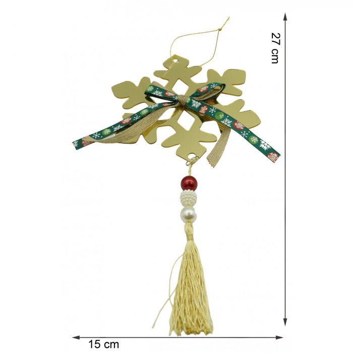 Ornament brad, Flippy, Fulg de nea, Auriu, Lucios, 15*27CM, Acril, Interior/ Exterior [6]
