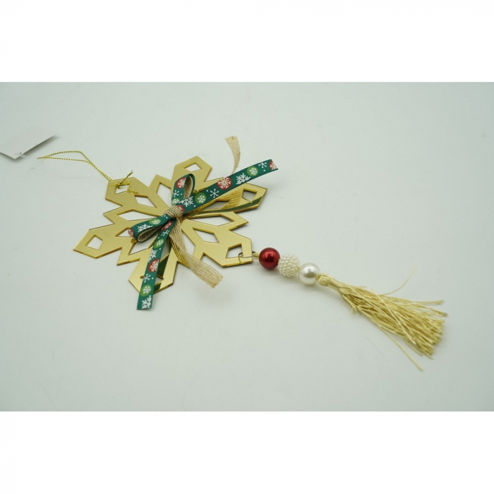 Ornament brad, Flippy, Fulg de nea, Auriu, Lucios, 16*30CM, Acril, Interior/ Exterior [10]