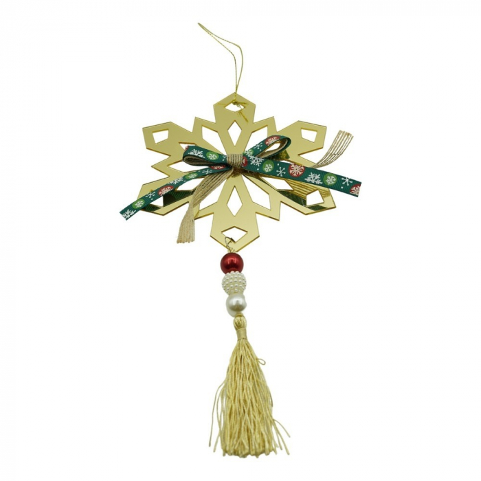 Ornament brad, Flippy, Fulg de nea, Auriu, Lucios, 16*30CM, Acril, Interior/ Exterior [1]