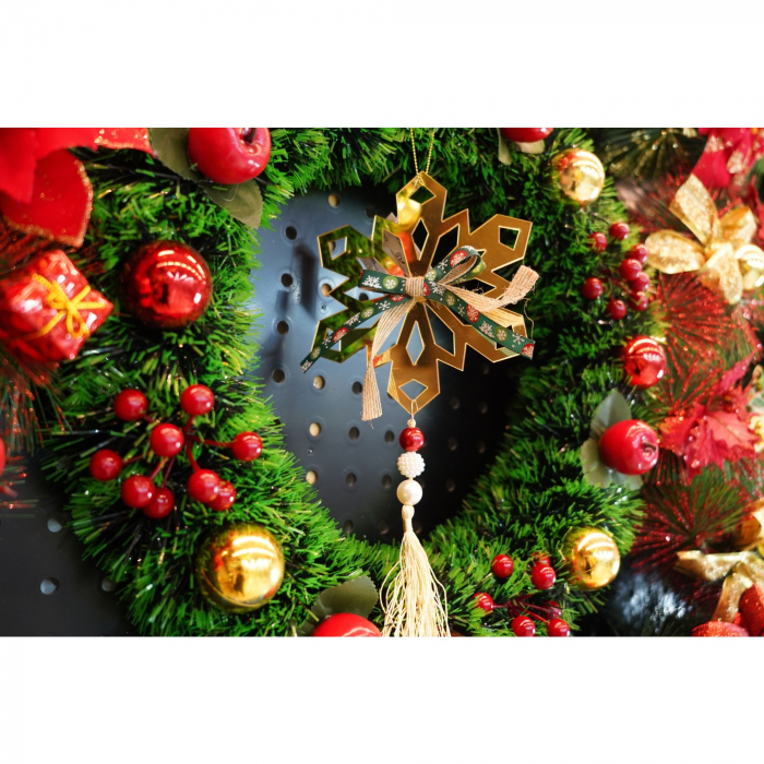 Ornament brad, Flippy, Fulg de nea, Auriu, Lucios, 16*30CM, Acril, Interior/ Exterior [2]