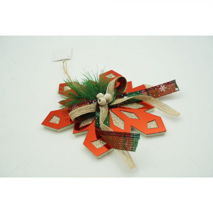 Ornament brad, Flippy, Fulg de nea, Rosu, Lucios, 15*15CM, Acril, Interior/ Exterior [5]